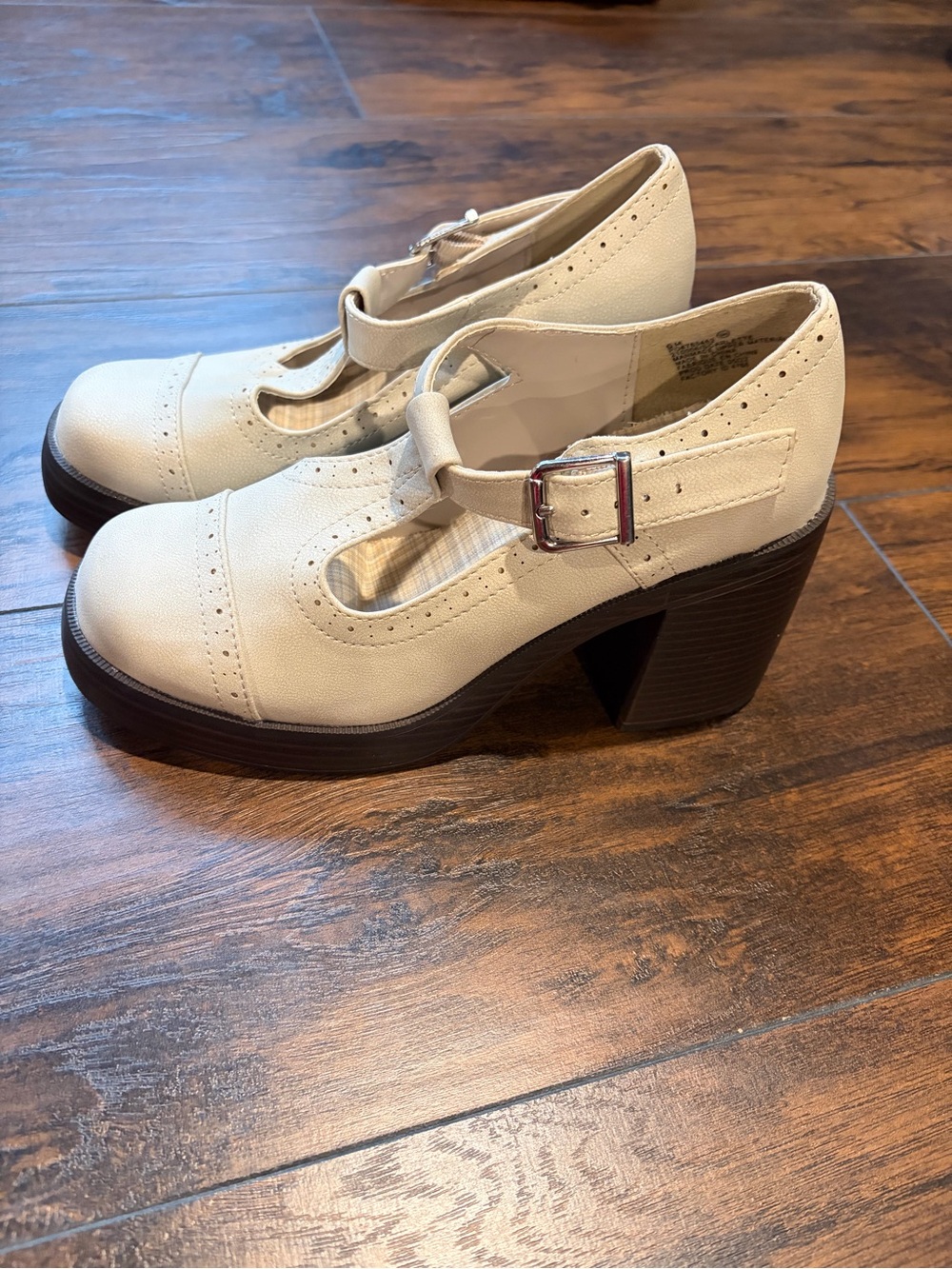 Maurices Cream Mary Jane Block Heel Pumps
